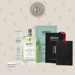   DEPOT luxury box 1. - Aftershave + Fejbőr és hajparfüm + 3 db autóillatosító díszdobozban 