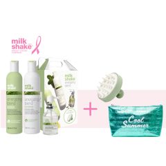   milk_shake® energizing KIT + ajándék fejbőrmasszírozó és zöld thermo neszeszet