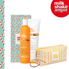   milk_shake® Moisture Plus sampon száraz hajra 300 ml + milk_shake® Moisture Plus kondicionáló 300 ml díszdobozban + ajándék csíkos kozmetikai táska + piros karkötő szív medállal