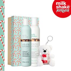   milk_shake®  volume solution dúsító sampon 300 ml + milk_shake®  volume solution dúsító kondícionáló 300 ml luxury díszdobozban  + ajándék milky bear kulcstartó