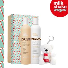   milk_shake® curl passion sampon göndör hajra 300 ml + milk_shake® curl passion kondícionáló göndör hajra 300 ml luxury díszdobozban + ajándék milky bear kulcstartó