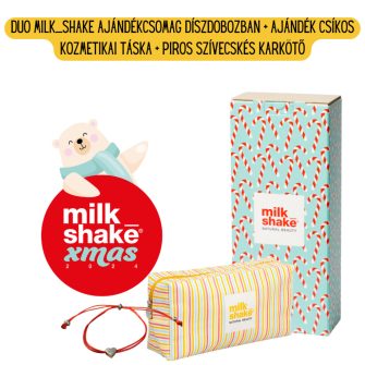 duo milk_shake ajándékcsomag díszdobozban + ajándék csíkos kozmetikai táska és piros szíves karkötő